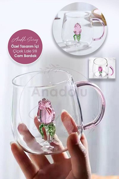 Anadolu Saray Heat Resistant Borosilicate Special Design Tulip Shaped Cup |   Coffee and Presentation Cup |   Glass