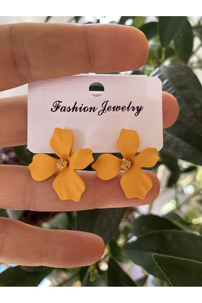 Arescollection FLOWER MOTIF A QUALITY WOMEN'S EARRINGS WITH STEEL BACKS