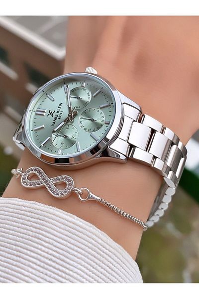 Daniel Klein Silver Colored Women's Wristwatch and Bracelet Gift
