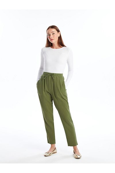 LC Waikiki Women's - Straight Trousers with Elastic Waist