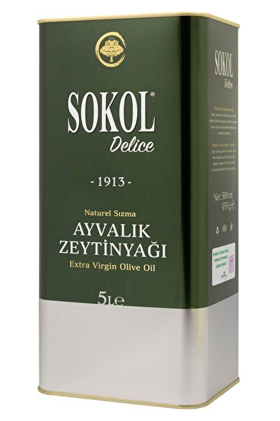 Sokol Delice Natürel Sızma Ayvalık Zeytinyağı Soğuk Sıkım Düşük Asit 5 Lt Teneke