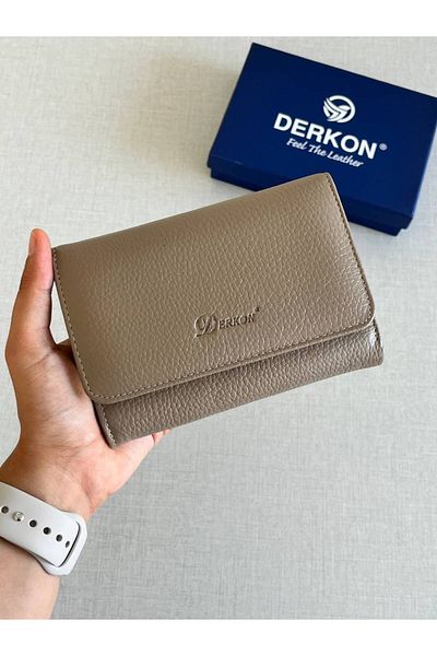 DERKON Medium Size Mink Genuine Leather Women's Wallet - Violeta Model