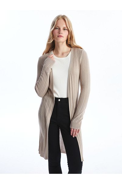 LC Waikiki Women's Knitwear Cardigan - Shawl Collar, Solid, Long Sleeve