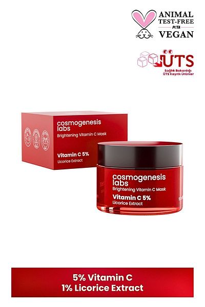 Cosmogenesis Labs قناع فيتامين C لتفتيح البشرة 50 مل، مضاد للأكسدة ومرطب نباتي (5% فيتامين C)