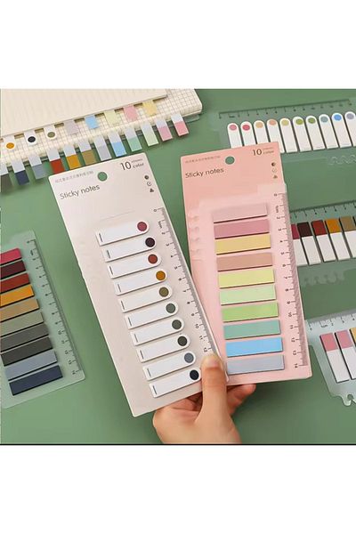 Yağmurella Transparent Note Paper with Ruler - Post-It Adhesive, 400 Sheets