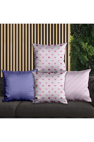 EJOYA 45cm Pink Heart Design Pillow Set - Inner and Throw Pillow Case 4 Pieces