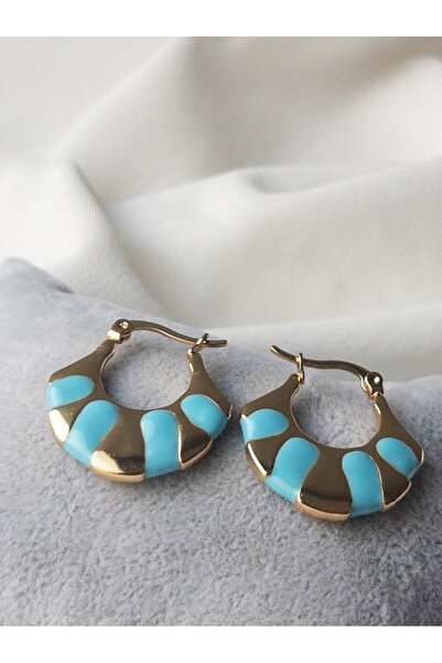 Siya Silver Kararmaz Çelik Gold Renk Mineli Çanta Model Kadın Küpe-7 Farklı Renk Seçeneği