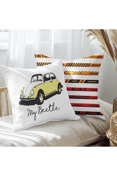 EJOYA Nostalgic Vosvos Designed 2-Piece Pillow and Throw Pillow Cover 45cm 113549