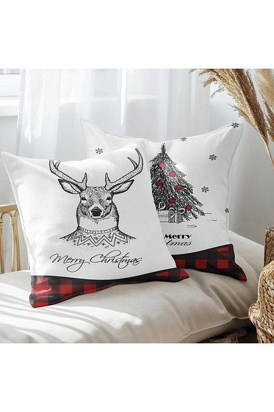 EJOYA New Year's Special Christmas Tree Designed 2-Piece Pillow and Throw Pillow Cover 45cm 113604