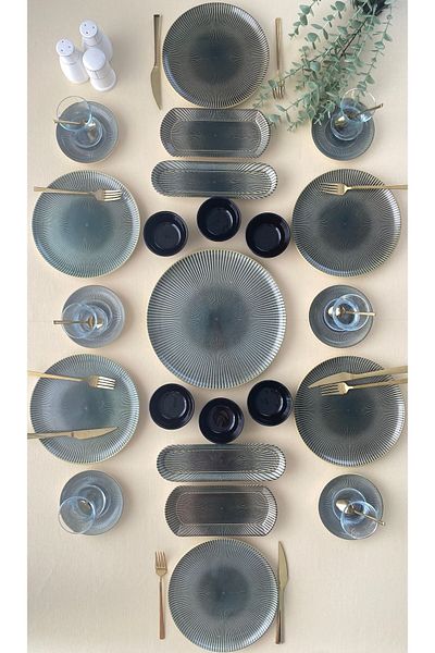 VENÜS HOME DECORATION Green Gold 6 Piece Personality Breakfast Set - 23 Pieces