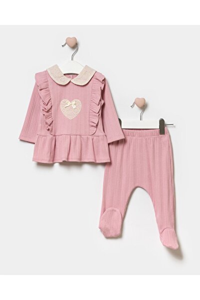 Minipodyum Kız Bebek Patikli Yeni Doğan Pamuklu Alt Üst Takım