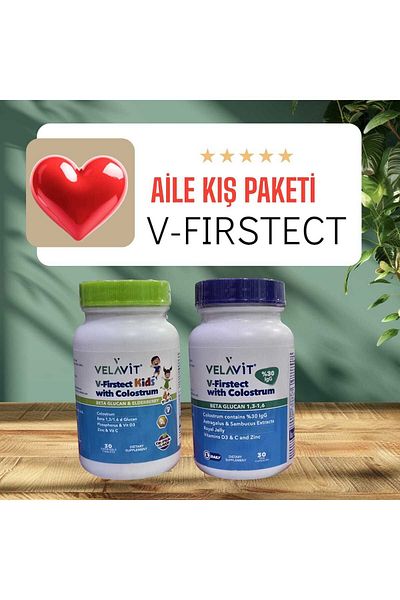 Velavit Kiş Family Pack - V-Firstect with Colostrum 30 Capsules and V-Firstect Kids with Colostrum 30 Tablets