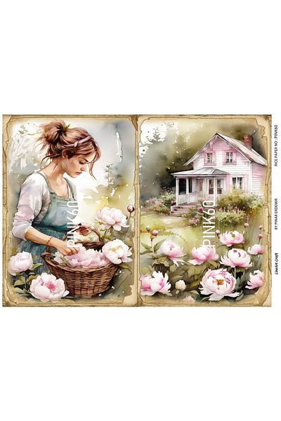 LİNEART Brass Decopage Paper Lineart - La-Pink60