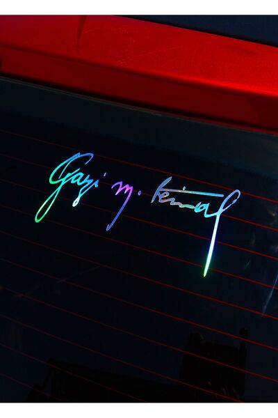 sticker Hologram Color Gazi Mustafa Kemal Atatürk Signature Auto Car 20 X 9 cm