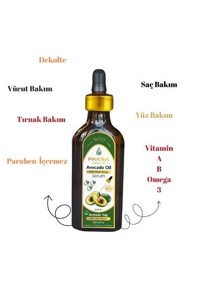 paksa Avocado Oil Hair, Face and Body Serum with Moisturizing Effect 100 ml