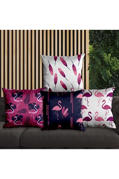 EJOYA Flamingo Designed 4-Piece Pillow and Throw Pillow Cover