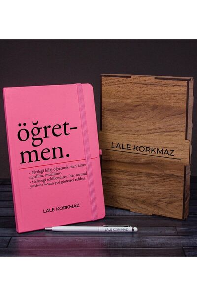 EJOYA Öğretmenlere Özel Ahşap Kutuda Defter Kalem Hediye Seti 110587