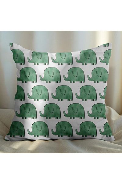 EJOYA 45cm Width Set of 2 Pillows with Auspicious Elephant and Flower Design - 113485