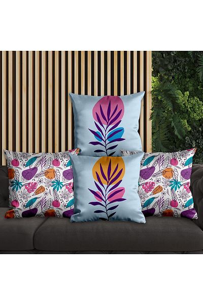 EJOYA Pernă din 4 piese și husă de pernă cu design de frunze colorate 45 cm