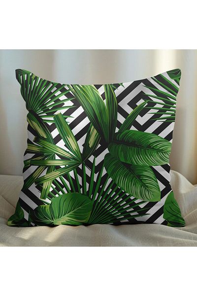 EJOYA Green Leaf Patterned 2-piece Pillow Set - 45cm Throw Pillow and Inside Case 113580
