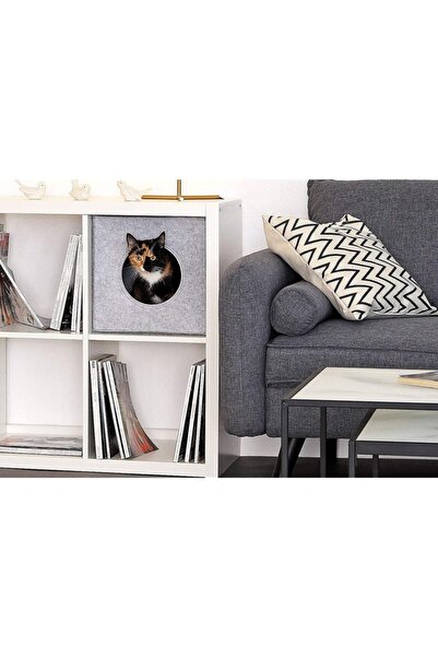 YUNUSOĞLU HOME Gray Foldable Felt Cat Nest Organizer