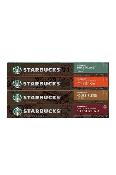 Nestle Starbucks Nespesso Compatible Capsule Coffee Set, Colombia, Sumatra, House And Pike Place 4x10pcs