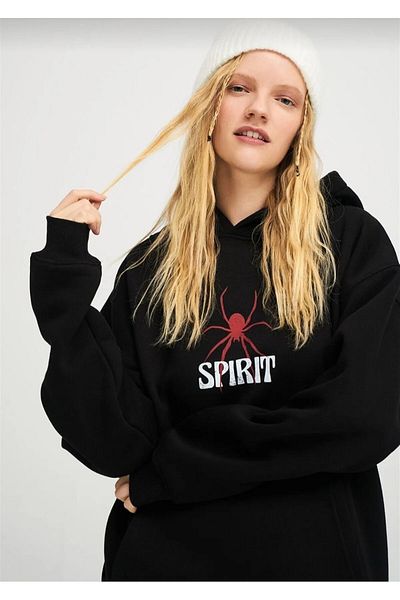 Moda Işık Μαύρο φούτερ Unisex Basic - Φούτερ με κουκούλα 100% βαμβάκι