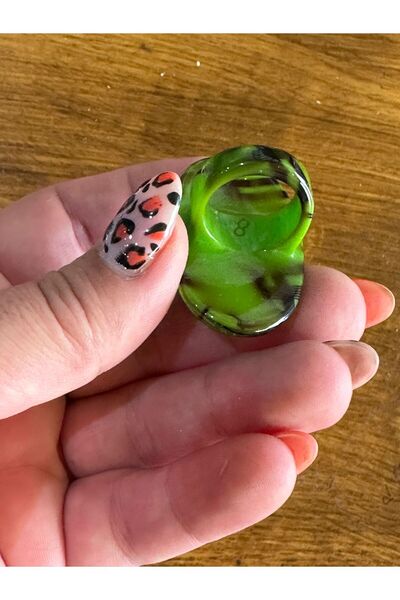 Gönülden Tasarım Size 8 Plaid Patterned Bone Women's Ring