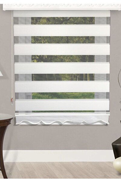 NetworkAvm Geniş Pliseli Beyaz Zebra Perde