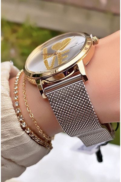 Daniel Klein Yellow Silver Color Women's Wristwatch - Bracelet