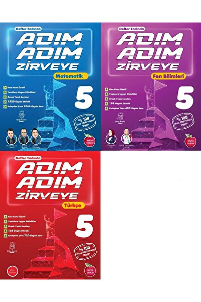 Newton Yayınları 5.Sınıf Adım Adım Zirveye Matematik+Fen Bilimleri+Türkçe Soru Bankası (3 Kitap)