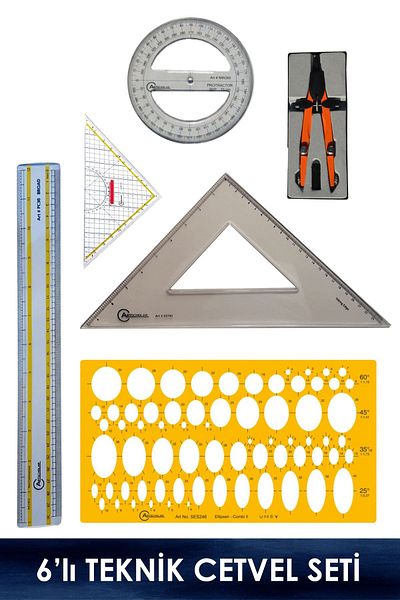 Artscholar 6 Pieces Technical Drawing Ruler Set