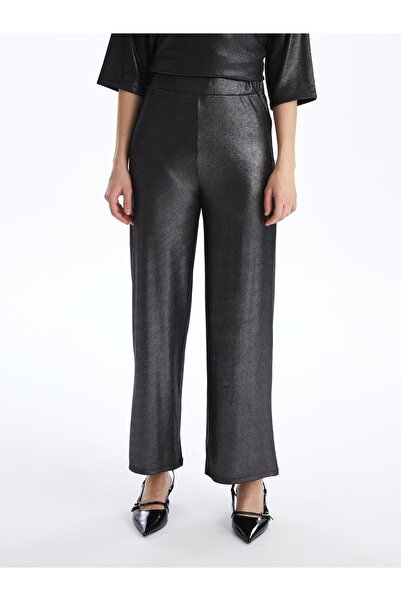 LC Waikiki Beli Lastikli Düz Geniş Paça Kadın Metalik Pantolon