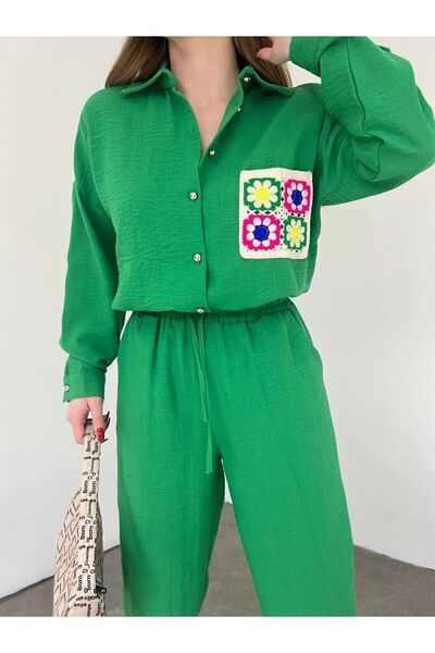 HİJABAYA Colorful Lace Double Linen Suit Set