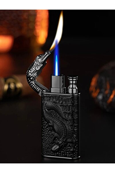 AVİPOLES Kabartmalı timsah çakmak metal gövde şık tasarım özel kutusunda gönderilecektir