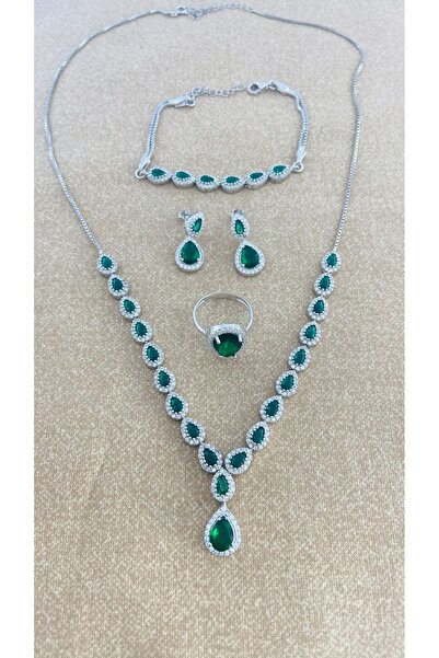 Midyat Artuklu Gümüşçülük Zümrüt Taşlı Full  Set