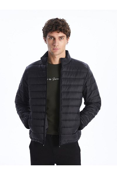 LC Waikiki Men's Puffer Jacket - Standard Fit, Stand Collar