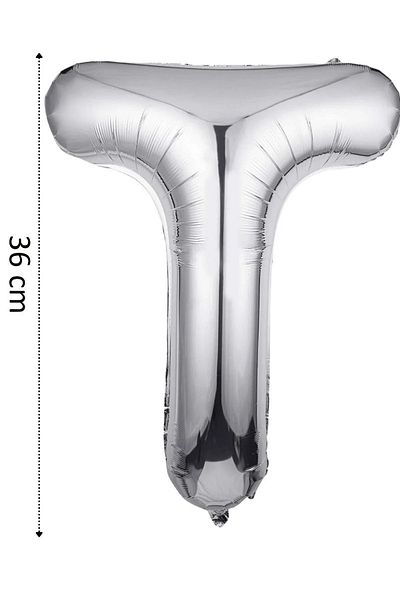 Tinky Winky 36 cm Silver Colored t Letter Foil Balloon