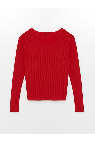 LC Waikiki Women's Knitwear Sweater - V-Neck, Solid, Long Sleeve