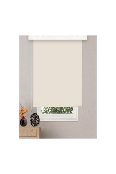 NetworkAvm Düz Stor Perde Krem Modern Güneşlik Stor Perde (alüminyum Kasa)