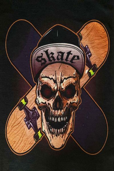 MYZİ STORE Μοτίβο Buff Baf Bandana - Μοτίβο κρανίου με σκέιτμπορντ - Μάσκα γιακά ποδηλάτου