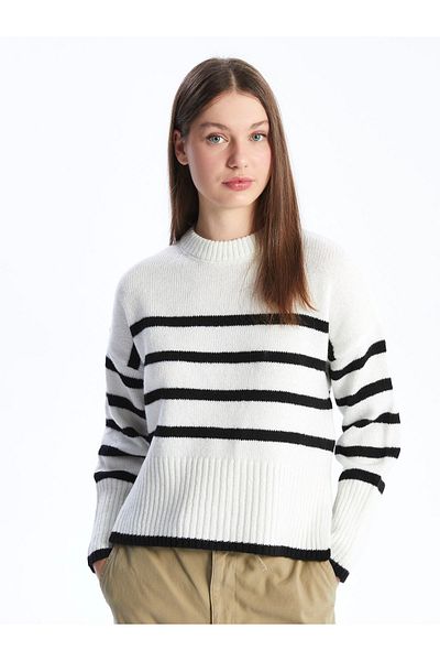 LC Waikiki Striped Crew Neck Long Sleeve Women's Knitwear Sweater