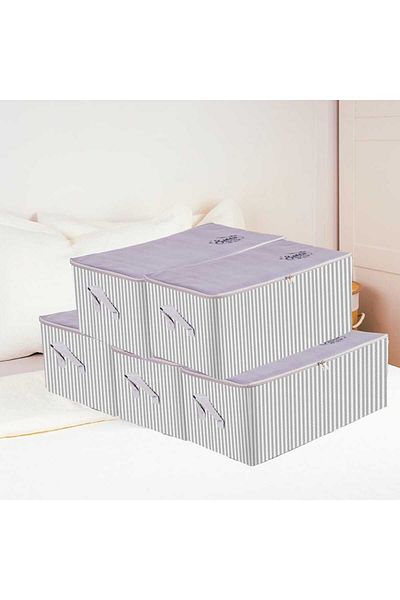 Textile sweet Πακέτο με 5 μεσαίου μεγέθους πουλόβερ γκρι ριγέ οργάνωσης κάτω μέρους 52x28x21