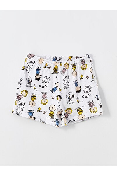 LC Waikiki Snoopy nyomott pizsama szett lányoknak rövidnadrággal - nyakú, rövid ujjú