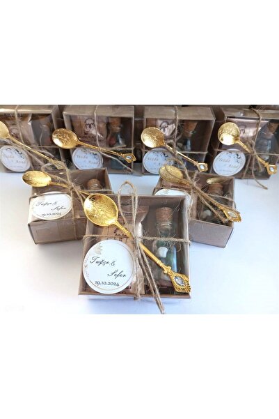 Genel Markalar Farklı Avm Söz, Nişan, Nikah Hediyesi Kaşıklı Kahveli Çakıl Ta...