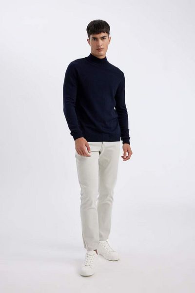 DeFacto Πουλόβερ NAVY Slim Fit με ζιβάγκο