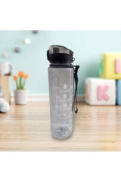 AHİR TİCARET 1000 ml Motivational Transparent Athlete-Student Water Bottle