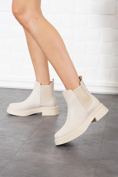 Moda Pie Γυναικείες casual μπότες μπεζ Duncan Double Rubber