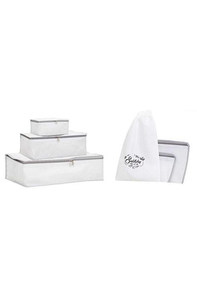 Textile sweet Σετ οργάνωσης βαλιτσών 6 τεμαχίων λευκής βαλίτσας και οργάνωσης τσάντας νοσοκομείου