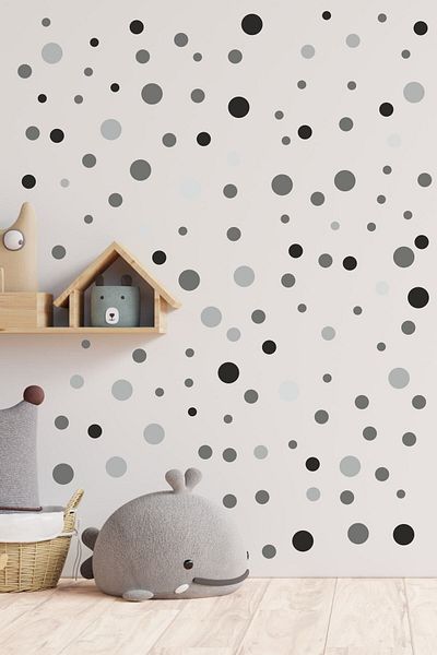 ENGINPRINT Gray Tone Large and Small Round Shape Wall Sticker 99 Pieces